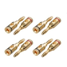 Accessonico 4 Pairs 8 Plugs Speaker Banana Plugs Gold Plated – Open Screw Type Brass Connector for Speaker Stereo Wire, Home Theater Audio (8 pcs/4 Red 4 Black)
