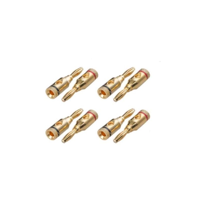 Accessonico 4 Pairs 8 Plugs Speaker Banana Plugs Gold Plated