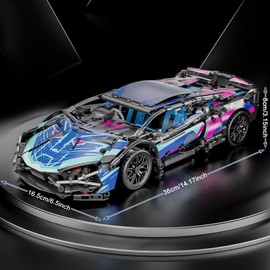 Juegos de bloques de construcción de coches deportivos para adultos y adolescentes, coche de carreras modelo a escala 1:14, juguetes (Blue)