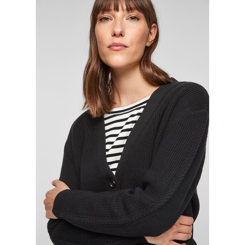 s.Oliver Cotton Blend Cardigan, black
