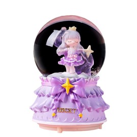 Cartoon Crystal Ball Music Box Handmade Innovative Musical Box with Flashing Light Effect for Home Party Decoration