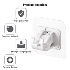 Self Adhesive Curtain Rod Holder,Universal No Drilling Hanging Pole Support,Multipurpose Bathroom Kitchen Hotel Wall Clip,Mounted-Free Clothes Bar Retainer,Adjustable Heavy Duty Hanger Hook(4pcs)