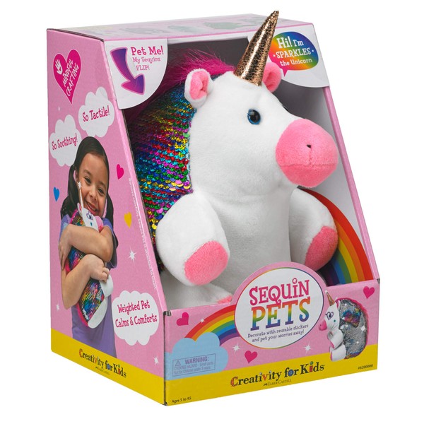 Creativity for Kids Sequin Pets Stuffed Animal - Sparkles The Unicorn Plush Toy