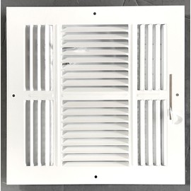 HBW 10"x 10" (Duct Opening Size) 3-Way Stamped Face Steel Ceiling/sidewall Air Supply Register - Vent Cover - Actual Outside Dimension 11.75" X 11.75"