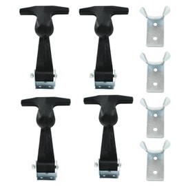 Biaungdo 4 Pcs Rubber Flexible Hood Catch, Black T-Handle Draw Latches with Brackets Stainless Steel T-Handle Hasp for Hood/Tool Box/Vehicle Engine