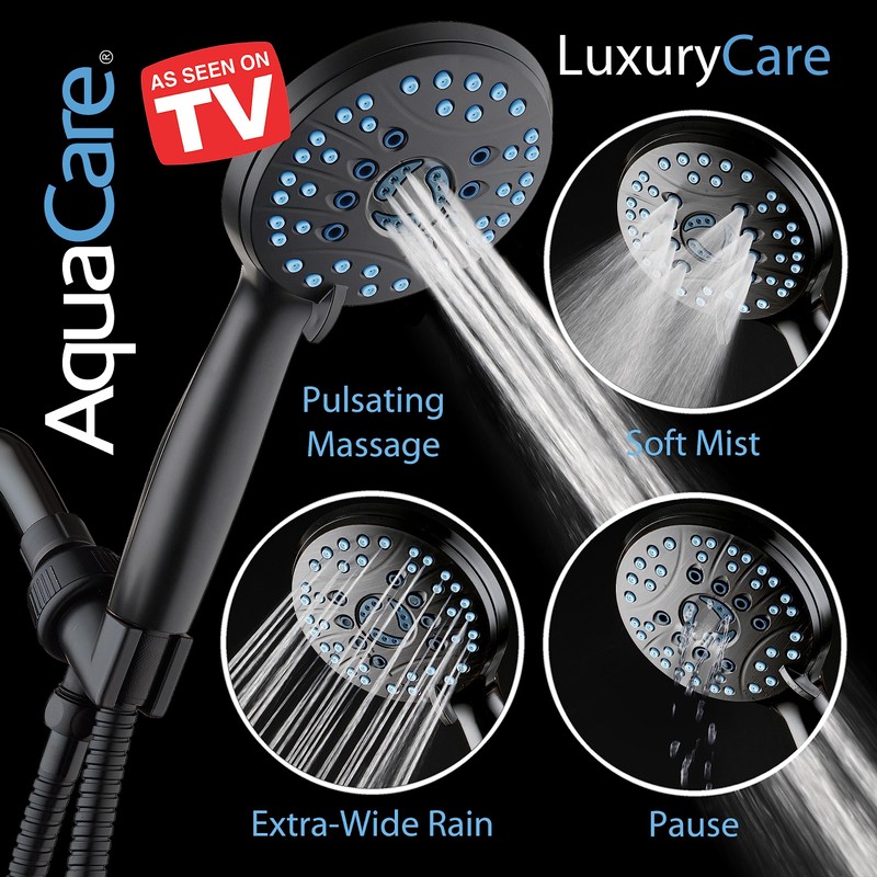AquaCare As-Seen-On-TV High Pressure 8-setting Handheld Shower Head - Built-in