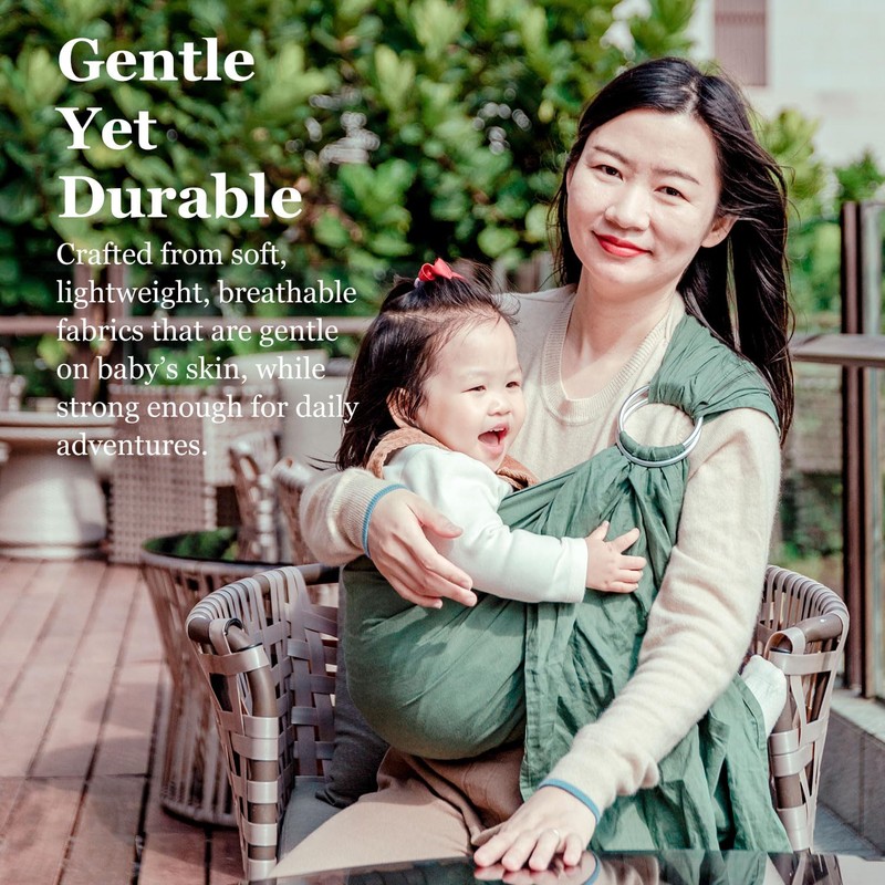 Vlokup Ring Sling Baby Carrier, Soft Linen Cotton Baby Sling