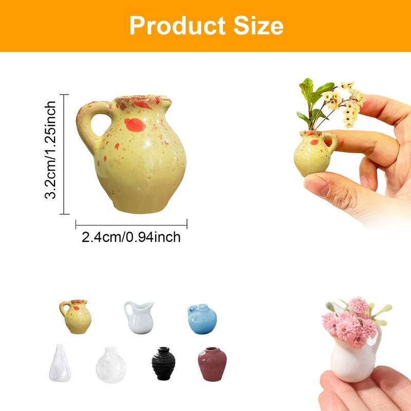 COWANIEE 7 Pcs Mini Fridge Magnet Vases, Cute Plant 3D