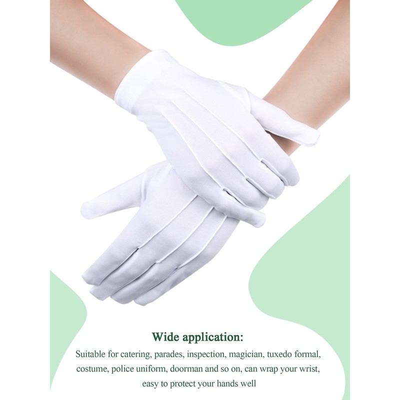 SATINIOR SATINIOR 6 Pairs White Gloves Uniform Gloves Parade Costume