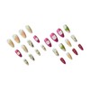 24Pcs Flower Press on Nails Medium Almond Fake Nails Green