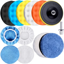 SIQUK 13 Pieces Buffing Pads 7 Inch Car Polishing Pad Kit Foam Wax Polisher Pads Car Buffer Attachment for Drill