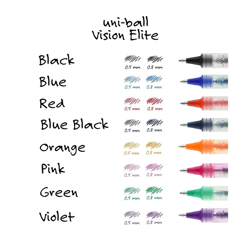 uni-Ball® Vision Elite Stick Roller Ball Pen, Purple Ink, Bold,
