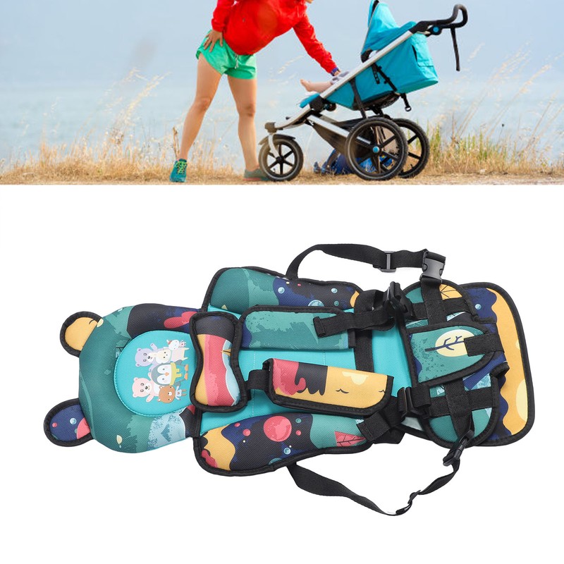 Toddler Car Seat Insert Bear Pattern Heighten Adjustable Fixing Straps