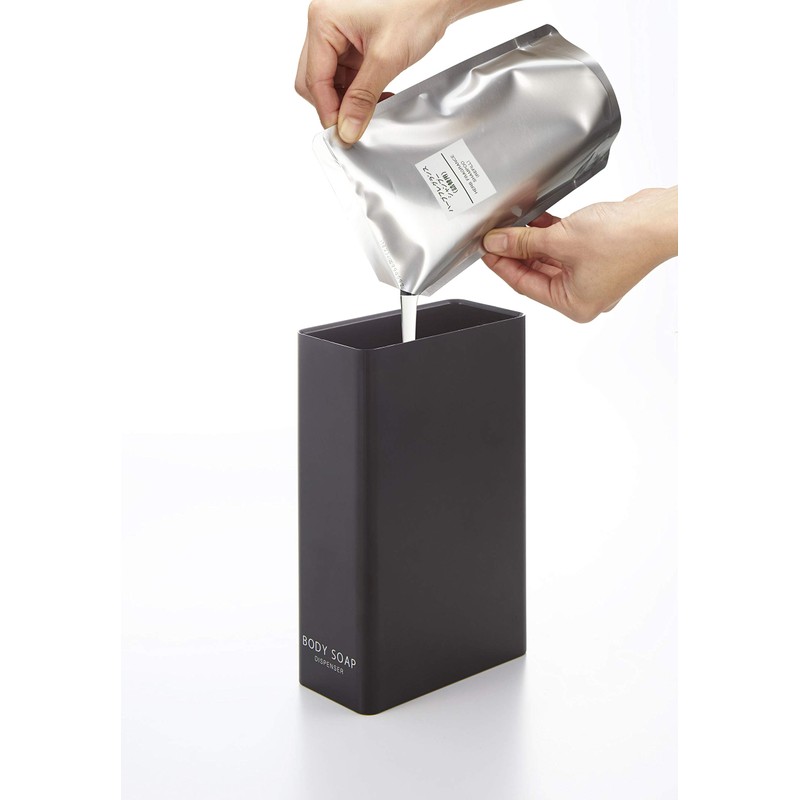 Yamazaki 4257 Two-Way Dispenser, Square, Slim, Body Soap, Black, Approx.