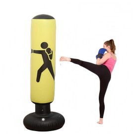 HJYDGJ Standboxsack 160 cm Aufblasbarer Boxsack Aufblasbare Boxsack Stehend Stehend Standboxsack einziehbarer PVC-boxsack stehend Geeignet zum Üben von Karate, Taekwondo, Boxen usw (Gelb)
