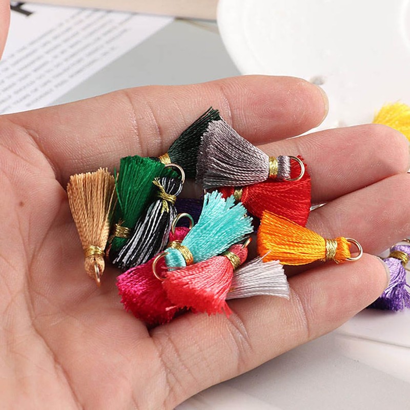 Handmade Cotton Tassel Pendant, 2 cm Mini Colourful Tassel Tassels