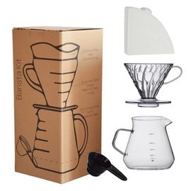 Roast'n Berry V60 Coffee Brew Set, Pour Over Craft Coffee Maker Dripper, Glass Server, Scoop and Filters Size 02