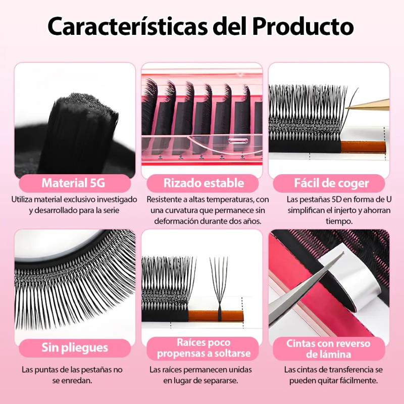Extensiones De Pestañas Masscaku Mink U-5d 8-15mm Mix