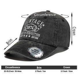 50th Birthday Gifts for Men Women,1974 for 50 Year Old Woman Man Vintage Hat,Parents Turing 50th