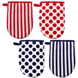 Cedilis 4 Pieces Mini Oven Mitts, Heat Resistant Short Kitchen Gloves for Oven, 5.5"x7"