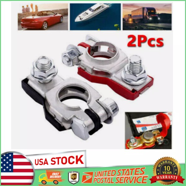 Unbranded 2X US Car Battery Terminal Clamp Connectors Positive Negative