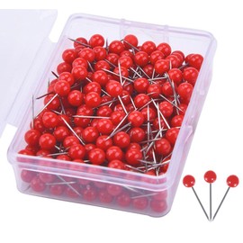 PINEPAN World Map Pin Board Small Red Card 1/8" Thumb Pins Pack of 200