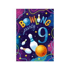 12 Invitations for 9th Children's Birthday Bowling Skittles Ninth Birthday Girls Boys