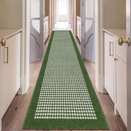 Ileading Hallway Runner Rug 2x10ft Green Spring Kitchen Floor Mat Modern Geometric Non Slip Throw Rugs Busy Traffic Extended Indoor Easter Decoration Doormat Machine Washable Accent Carpet