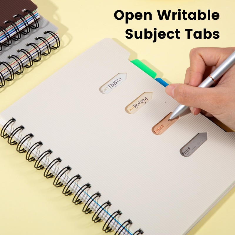 Yoment Small 5 Subject Notebook, A5 Wide Ruled with Dividers,