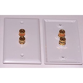 2-Pack Speaker Wire Wall Plate (Speaker Wall Plate, Banana Plug Wall Plate) for 1 Speaker in White