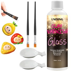 120ml Clear Varnish for Air Dry Clay, Gloss Finish Clear Glaze for Pottery , Ceramics, Oil Painting, Wood, Colourless Scratch Resistant Sealant Varnish (120x 1Pack)