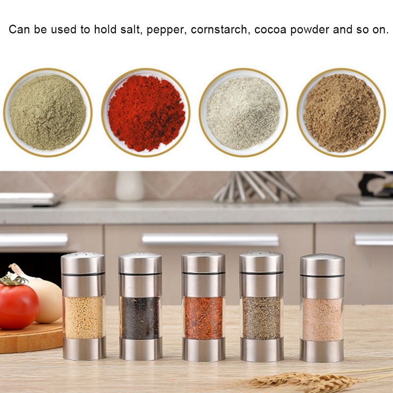 Stainless Steel Seasoning Jar Salt Pepper Spice Seasoning Pot Bottle