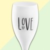 Koziol 3780525 Plastic Champagne Flute with Print, Opaque White, 5.7