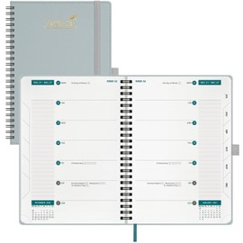 BEZEND Weekly Planner 2025-2026 with 2 Columns, 5.8" x 8.5" Academic Calendar 18 Months (Jul 25-Dec 26) Life Work Appointment Book with Monthly Tab, PU Leather Softcover Spiral - Dutch Blue