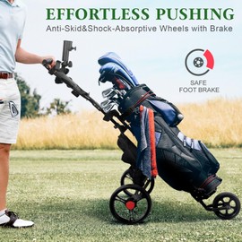 UNI-SUN 3 Wheel Golf Push Cart - Foldable Collapsible Lightweight, Easy to Fold Golf Bag Cart Pushcart