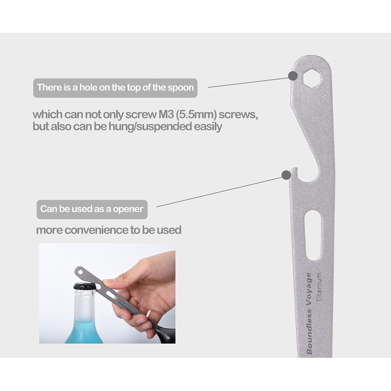 Boundless Voyage Titanium Spoon with Bottle Opener Outdoor Camping Backpacking