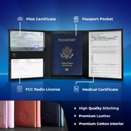 MAVRIK Pilot Document Holder, Passport Holder, Pilot Gifts, Travel Wallet, Stylish Pilot Gear, Genuine Leather Wallet for Pilots