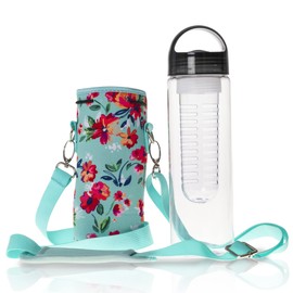 Made Easy Kit Water Bottle Carrier with Infuser Water Bottle - 20oz (Teal Floral)
