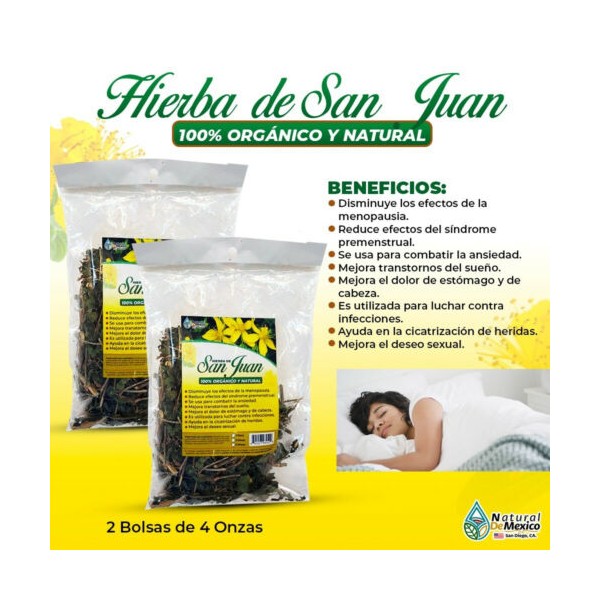 Natural de Mexico USA Hierba de San Juan 8 oz-227g (2/4 oz) St. John's Wort FlowerNatural Deep Sleep