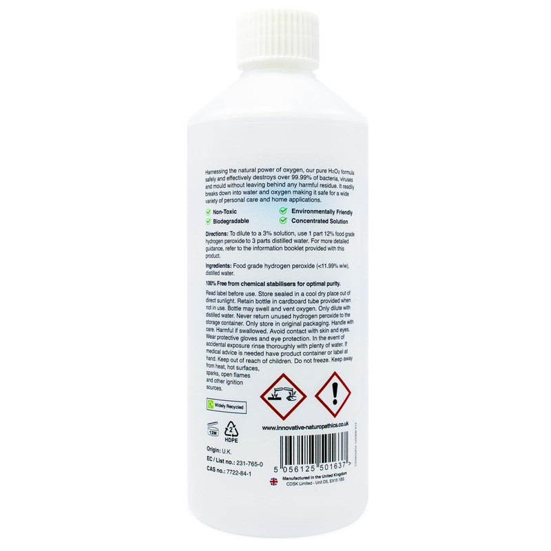 Food Grade Hydrogen Peroxide - Purest Grade 12% (<11.99%) -