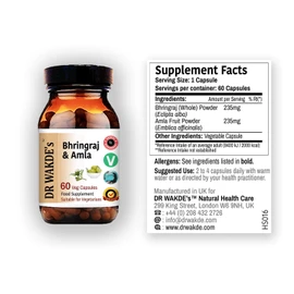 DR WAKDE'S Bhringraj & Amla Capsules (60 Veg Caps, Supports Healthy Hair, Ayurvedic Supplement, Vegan, Herbal, All Natural, Made in UK)