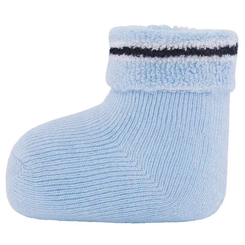 Ewers 3-pk newborn socks terry icy blue