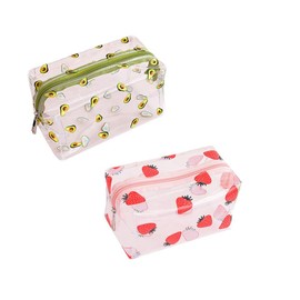 2 Pcs Cute Crystal Clear Cosmetic Bags, Travel Toiletry Clear Makeup Bags, Portable Makeup Brushes Kit Storage Bag, Waterproof Cartoon Organization For Women Girls (2-Piece Option B)