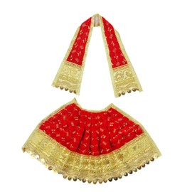 Aditri Creation Set of 2 Laxmi Durga Devi MATA Dress poshak vastra Cloth lehanga Chunari Puja Item for Idol Statues for Indian Traditional Festival(Red & Yellow) (Design 3, 7 Inches)