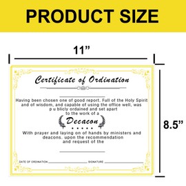 25 Pack Certificate of Ordination with Gold Foil Edges 11 x 8.5 Inch Blank Gold Certificate Deacon Ordination Awards and Certificates Template Ordained Minister for Church Ordination Minister Award