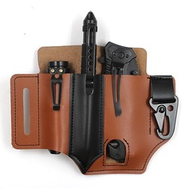 VKSG Leather Multitool Sheath - EDC Belt Organizer for Leatherman Tools, Flashlight, Pen, and Keychain Clip, Durable and Stylish, Great for Work and Daily Use, Ideal Gift for Men