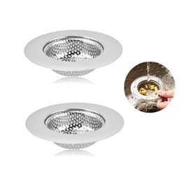 Pack of 2 Sink Strainer Stainless Steel Sink Strainer Kitchen Sink Strainer Clogging Protection Kitchen Drain Sink for Sink and Hair Catcher (7.2 x 3.5 x 1.5 cm)