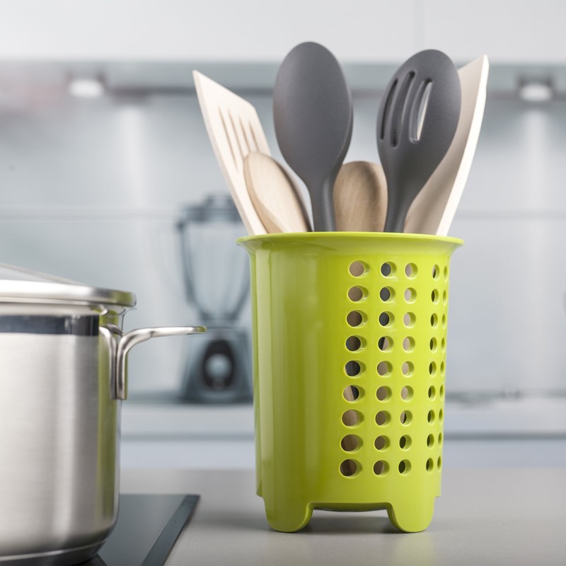 Zeal G231L Melamine Cutlery Drainer/Utensil Pot Lime Green, 14 x