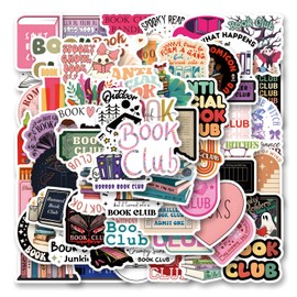 63Pcs Book Club Stickers Pack, Cartoon Cute Vinyl Waterproof Decals for Water Bottle,Laptop,Phone,Skateboard,Scrapbooking,Bumper Gifts for Kids Teens Adults Fans for Party Supply