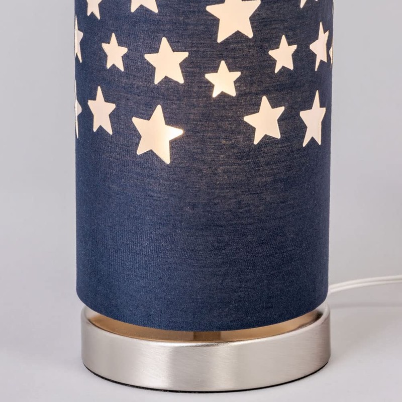 LITECRAFT Glow Stars Table Lamp with Blue Cylinder Shade -